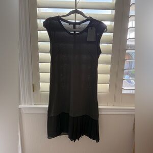 All Saints women’s small Gray Sheer Pleated Dart Dress NWT